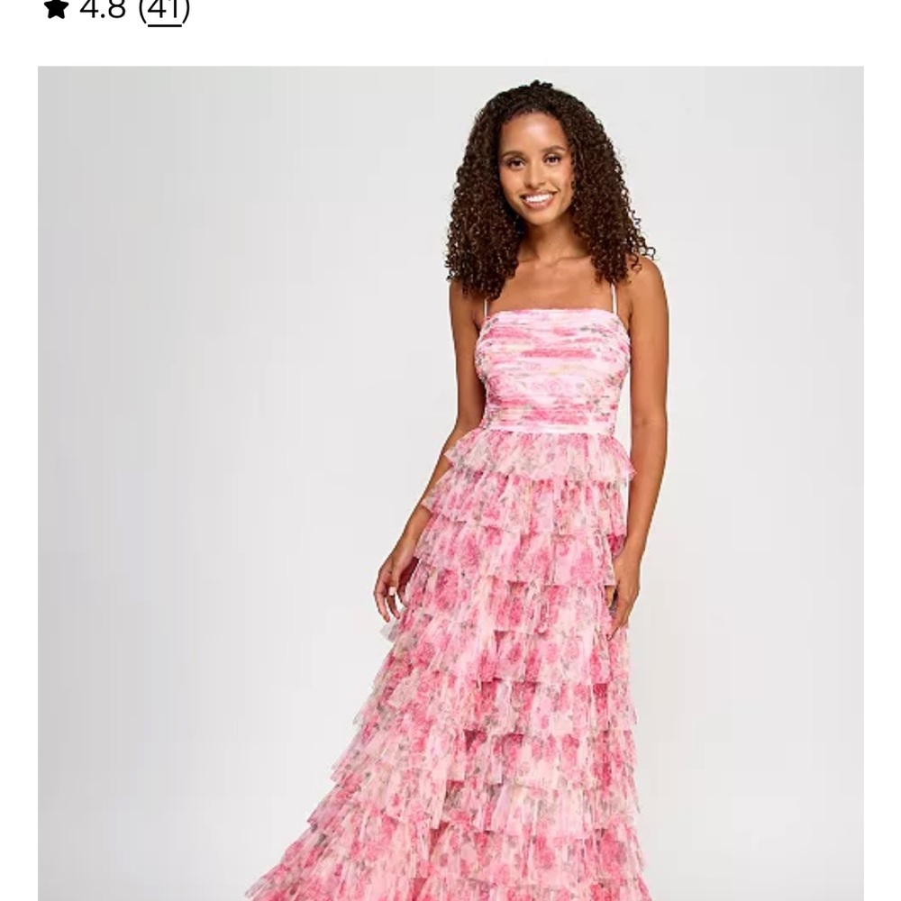 Macys B Darlin Pink Ruffled Maxi Dress